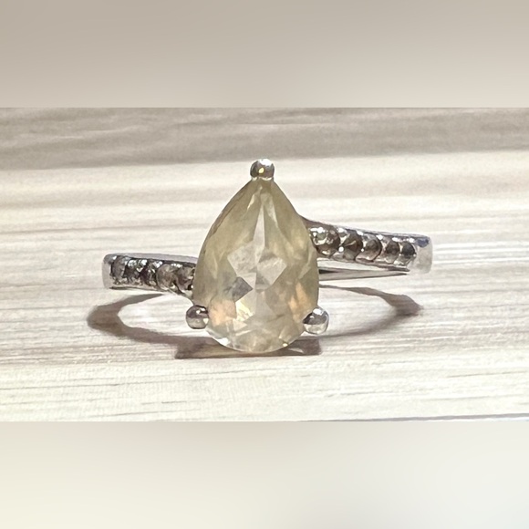 Designer TGGC Sterling Silver Prasiolite & White Topaz Ring, Size 8.75, 3.1g - Picture 2 of 11